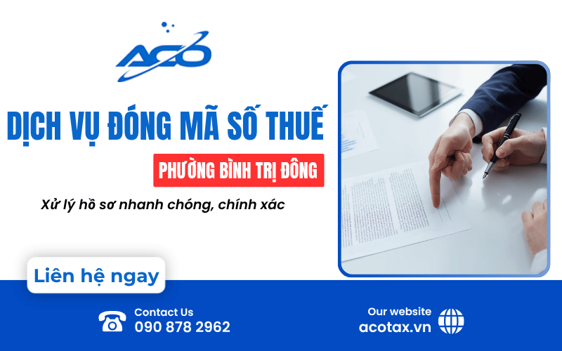 dịch vụ đóng mã số thuế phường Bình Trị Đông